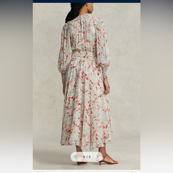 Ralph Lauren Floral Crinkled Georgette Dress size 4 - Picture 4 of 9